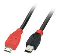 LINDY USB-kabel USB 2.0 USB Micro-B stekker, USB Mini-B stekker 2,00 m zwart met OTG-functie - thumbnail