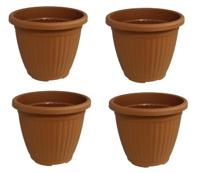 Bloempot Terra voor binnen & buiten - hoogwaardig kunststof - Ø 16 x H 13 cm - set 4 stuks - thumbnail