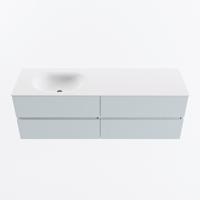 MONDIAZ VICA 150cm badmeubel onderkast Clay 4 lades. Wastafel MOON links zonder kraangat, kleur Talc. - thumbnail