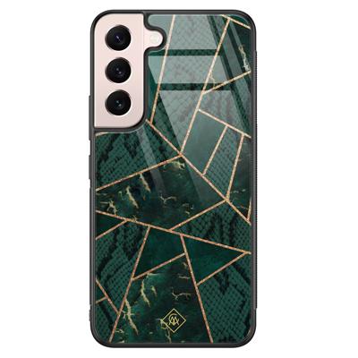 Samsung Galaxy S22 glazen hardcase - Abstract groen