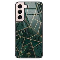 Samsung Galaxy S22 glazen hardcase - Abstract groen - thumbnail