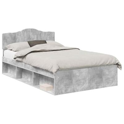 Bedframe met hoofdeinde Beton 120 x 190 cm Massief grenenhout