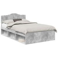 Bedframe met hoofdeinde Beton 120 x 190 cm Massief grenenhout - thumbnail