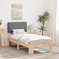 Bedframe met Gevoerd Hoofdgedeelte Lichtgrijs 90 x 190 cm - thumbnail