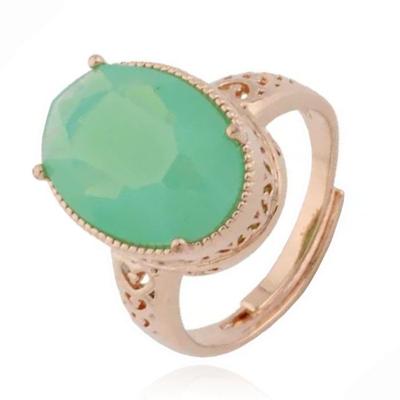 Deja Jewels Damesring - Verstelbaar, Met Grote Ovale Lichtgroene Zirkonia Steen