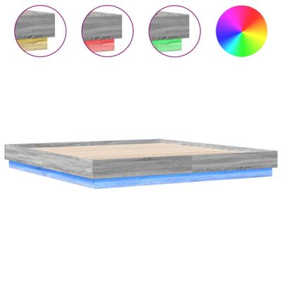 Bedframe met LED-verlichting grijs sonoma eikenkleur 200x200 cm