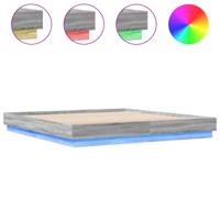 Bedframe met LED-verlichting grijs sonoma eikenkleur 200x200 cm - thumbnail