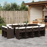 13-delige Tuinset met kussens poly rattan bruin - thumbnail