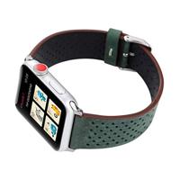 Dot Pattern Leren bandje - Donker groen - Geschikt voor Apple Watch 38mm / 40mm / 41mm / 42mm - thumbnail
