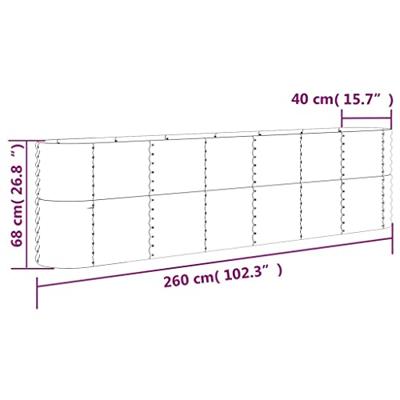 VidaXL Plantenbak 260x40x68 cm gegalvaniseerd staal groen VidaXL Plantenbak 260x40x68 cm gegalvaniseerd staal groen