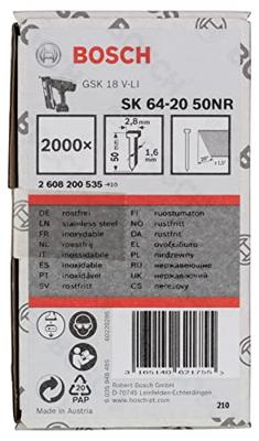 Bosch Accessories 2608200535 Nagel met verzonken kop SK64 Afmeting, lengte 50 mm 2000 stuk(s) Bosch Accessories 2608200535 Nagel met verzonken kop SK64 Afmeting, lengte 50 mm 2000 stuk(s)