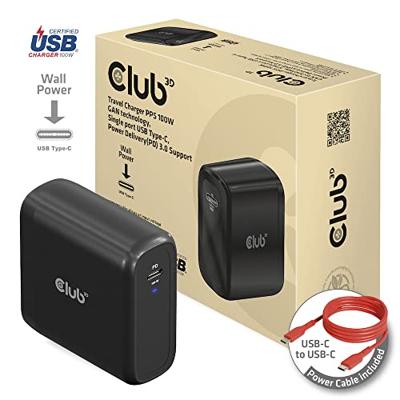 club3D CAC-1908 Laptop netvoeding 100 W 1x USB-C Zwart Binnen GaN, USB Power Delivery (USB-PD) - thumbnail