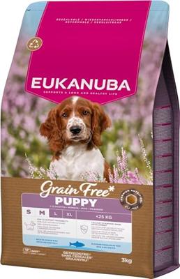 Eukanuba Puppyvoer granenvrij met vis voor kleine en middelgrote rassen, premium droogvoer zonder granen voor junior honden, 3 kg