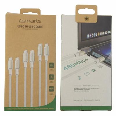 4smarts USB-C at USB-C cable PremiumCord 60W 3erSet white/silb