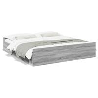 Bedframe met lades bewerkt hout grijs sonoma eiken 200x200 cm - thumbnail