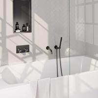 BRAUER gunmetal Edition thermostatische inbouw badkraan - drukknoppen SET 03 - uitloop - staaf handdouche - doucheslang - wandaansluitbocht - gunmetal geborsteld PVD 5-GM-210 - thumbnail