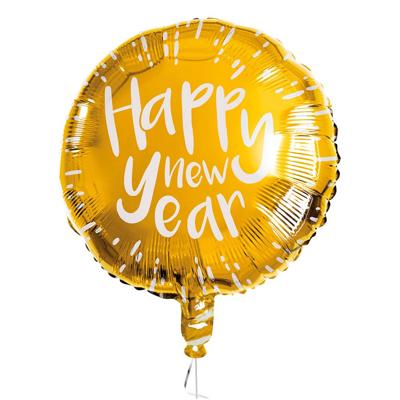 Folieballon Happy New Year Goud/Wit (45cm)