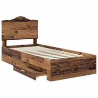 Bedframe met hoofdeinde Oudhout 90 x 200 cm Bewerkt hout - thumbnail
