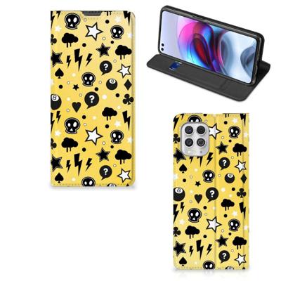Mobiel BookCase Motorola Moto G100 Punk Geel Mobiel BookCase Motorola Moto G100 Punk Geel