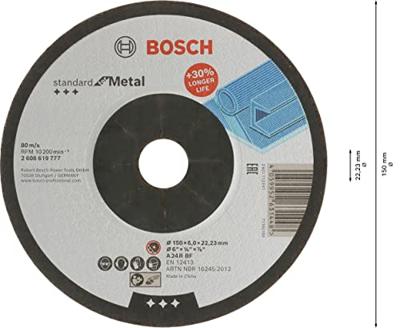 Bosch Accessories Standard for Metal 2608619777 Slijpschijf 150 mm 1 stuk(s) Metaal Bosch Accessories Standard for Metal 2608619777 Slijpschijf 150 mm 1 stuk(s) Metaal