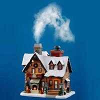 Lemax thicket falls cabin kersthuisje Vail Village met rokende schoorsteen 2021 - thumbnail