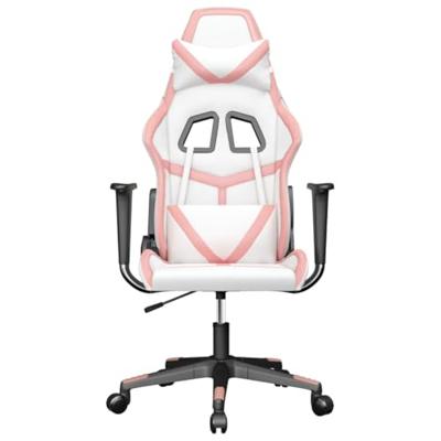 Gamestoel kunstleer wit en roze Gamestoel kunstleer wit en roze