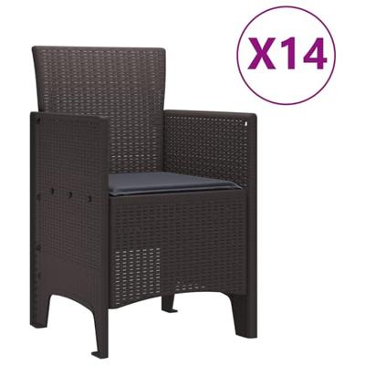 15-delige Tuinset met kussens poly rattan bruin