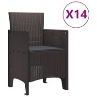 15-delige Tuinset met kussens poly rattan bruin - thumbnail