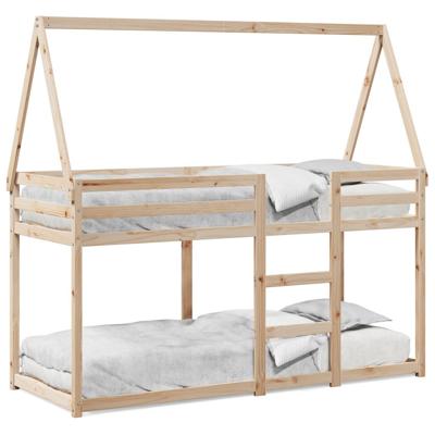 Stapelbed 75x190 cm met dak massief grenenhout
