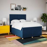Boxspring met matras stof blauw 140x200 cm - thumbnail