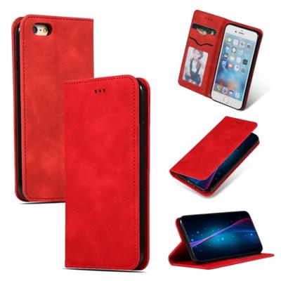 Retro huid voelen Business magnetische horizontale Flip lederen case voor iPhone 6S & 6 (rood)
