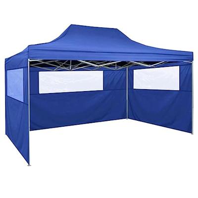 Partytent met 3 zijwanden inklapbaar 3x4 m staal blauw Partytent met 3 zijwanden inklapbaar 3x4 m staal blauw