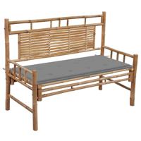 VidaXL Tuinbank met kussen 120 cm bamboe - thumbnail