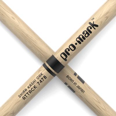 Promark PW747BN Classic Attack 747B Shira Kashi Oak drumstokken Promark PW747BN Classic Attack 747B Shira Kashi Oak drumstokken