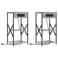 Nachtkastje 2 pcs Grijs sonoma 41 x 31 x 76 cm Bewerkt hout - thumbnail