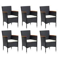 7-delige Tuinset met kussens poly rattan zwart - thumbnail