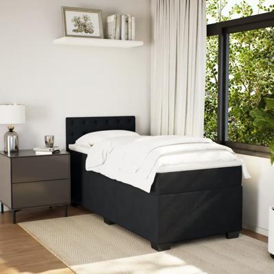 Boxspring met matras fluweel zwart 90x200 cm