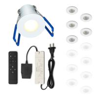 Set LED-inbouwspot met afstandsbediening Varese wit 3W dimbaar IP54 1-12 stuks - thumbnail