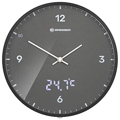 BRESSER MyTime LEDsec wandklok 24 cm met temperatuurweergave (athrazit)