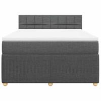 Boxspring met matras stof donkergrijs 140x190 cm - thumbnail