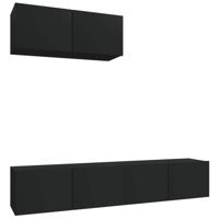 3-delige Tv-meubelset bewerkt hout zwart - thumbnail