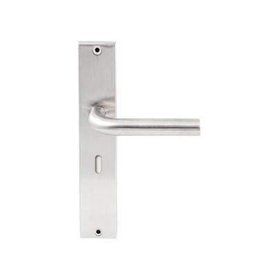 Hardbrass Deurkruk Oslo op rechthoekig langschild sleutelgat 56mm - RVS Hardbrass Deurkruk Oslo op rechthoekig langschild sleutelgat 56mm - RVS