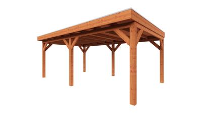 Trendhout Overkapping Refter XL 600x400 cm- Plat dak- Onbehandeld lariks Douglas hout- Trendhout