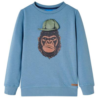 Kindertrui met gorillaprint 128 middelblauw