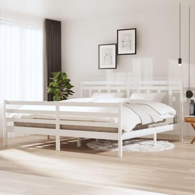 Bedframe massief hout wit 200x200 cm Bedframe massief hout wit 200x200 cm