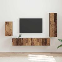 Tv-meubelset Wandgemonteerd 3 pcs Oudhout Bewerkt hout - thumbnail