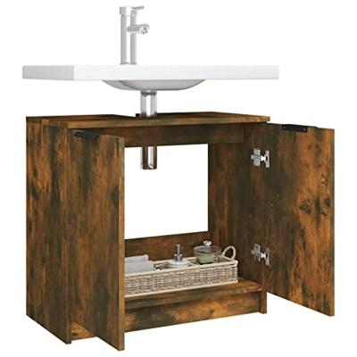 Badkamerkast 64,5x33,5x59 cm bewerkt hout gerookt eikenkleurig Badkamerkast 64,5x33,5x59 cm bewerkt hout gerookt eikenkleurig