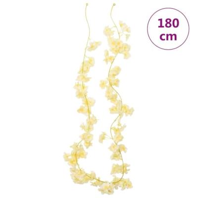 VidaXL Kerstslingers met bloemen 6 st 180 cm champagnekleurig VidaXL Kerstslingers met bloemen 6 st 180 cm champagnekleurig