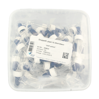 Spruyt Hillen Druppelflacon pipet 10 - 30ml blauw 100 Stuks Spruyt Hillen Druppelflacon pipet 10 - 30ml blauw 100 Stuks