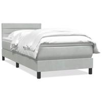 Boxspring met matras fluweel lichtgrijs 90x220 cm - thumbnail